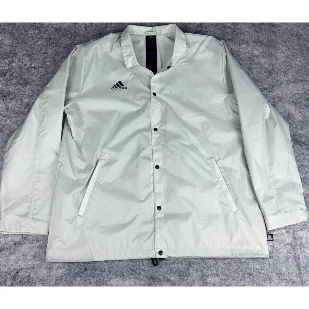 Adidas Tango Stadium Jacket Mens Size XL Ash Silver Soccer Button Up Windbreaker